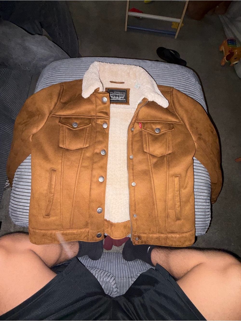 Levi's Men's Tan/Brown Sherpa-Lined Bomber Jacket
